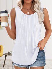 Women's Ribbed Tank Top with Ruching Sleeveless Summer Casual Breathable