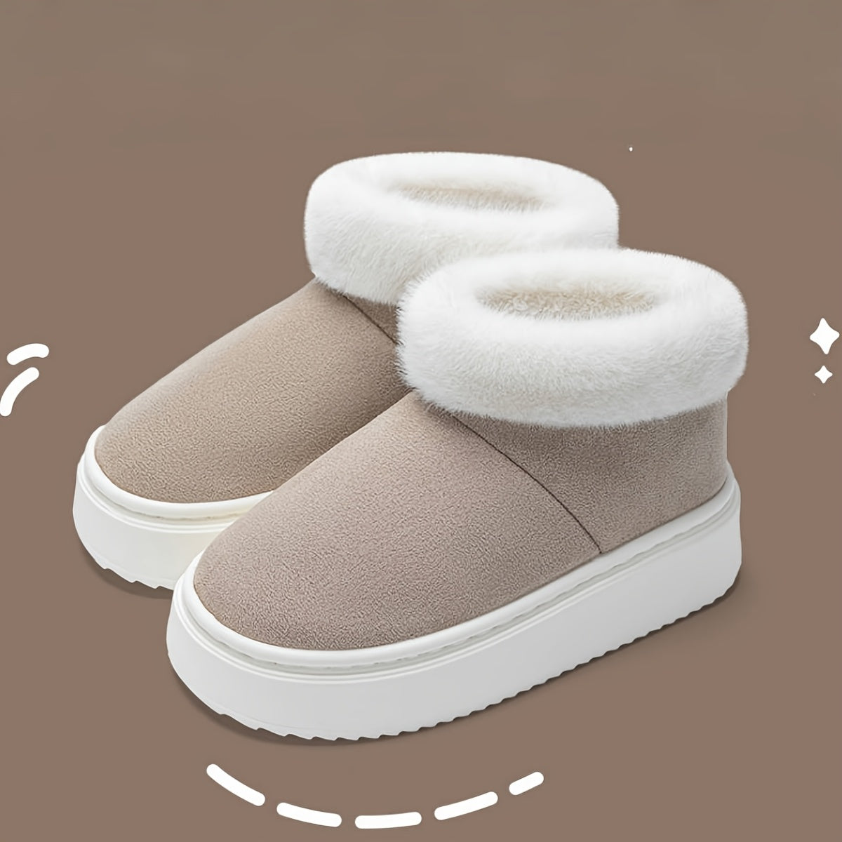 Women's Winter Slip-On Boots Soft Fabric Faux Fur Black Brown