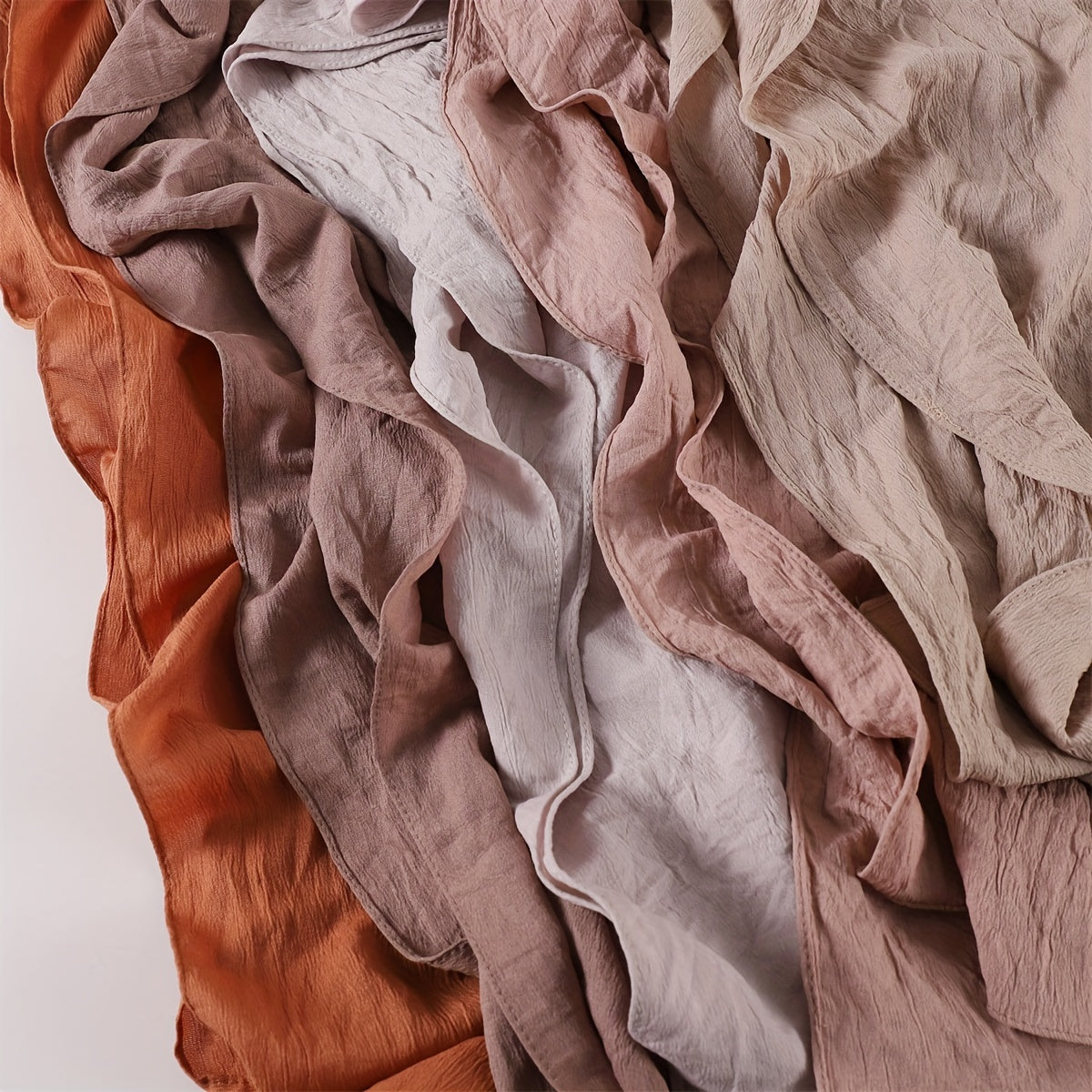 Breathable Muslim Women Hijab Solid Color Casual Crinkled Texture Sun and Wind Protection