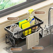 Organizador de fregadero de cocina de acero inoxidable con soporte para paño de cocina estante compacto