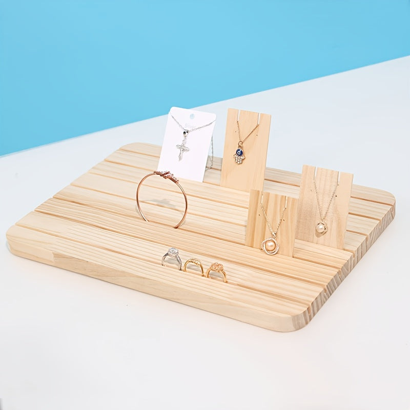 Wooden Jewelry Stand for Earrings Necklaces and Rings with Storage Board