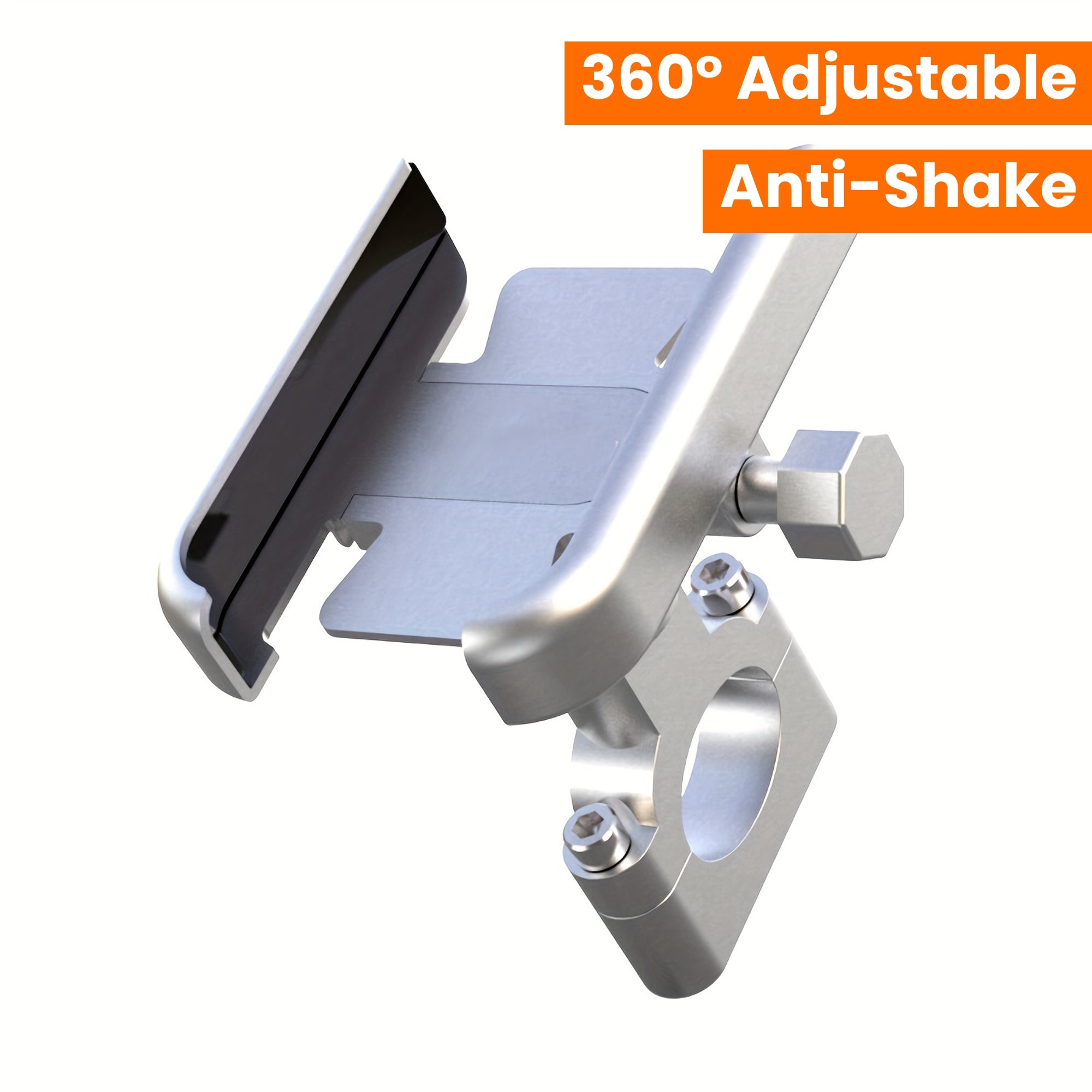 Universal Aluminum Motorcycle Phone Holder, Anti-Shake, 360° Adjustable Mount