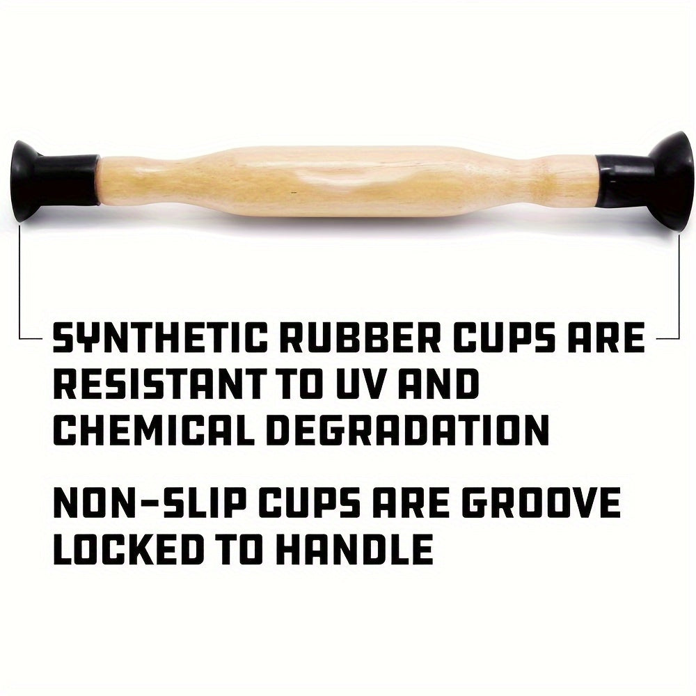 2 Pieces Double-Ended Valve Lapping Tool Set with Hardwood Handles for Cup and Seat Repair