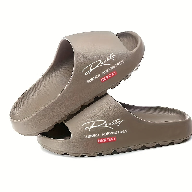 Unisex Thick Soft Indoor Outdoor Slippers with Textured Sole Black White Brown