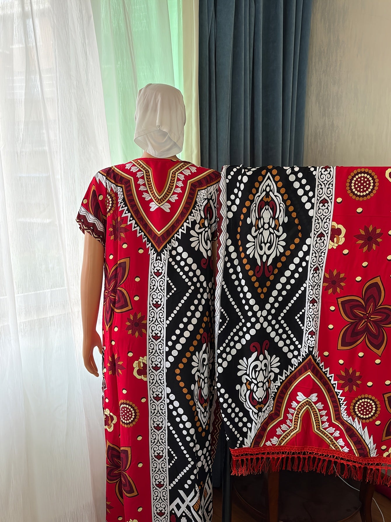 Women Summer Vintage Two-Piece Dress Set Short Sleeve Long Dress