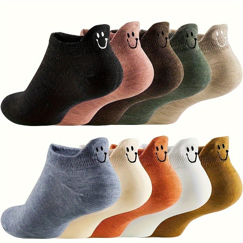 Women's Ankle Socks 10 Pairs Breathable Soft Polyester Blend Assorted Colors