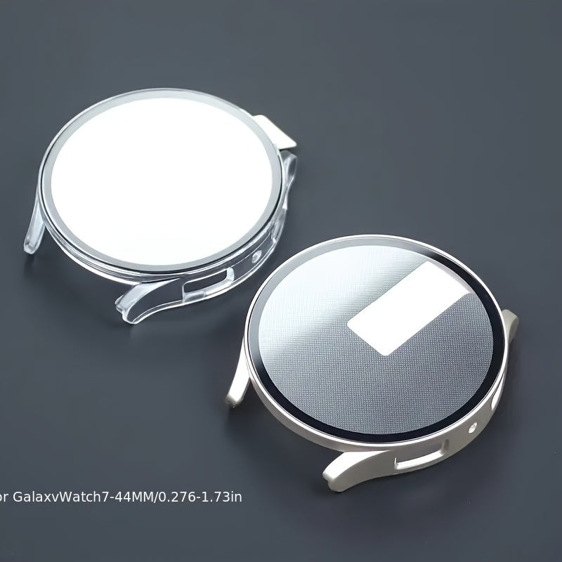 2-Piece Protective Case with Tempered Glass Film and Matte Table Holder for Smartwatch 40mm 44mm