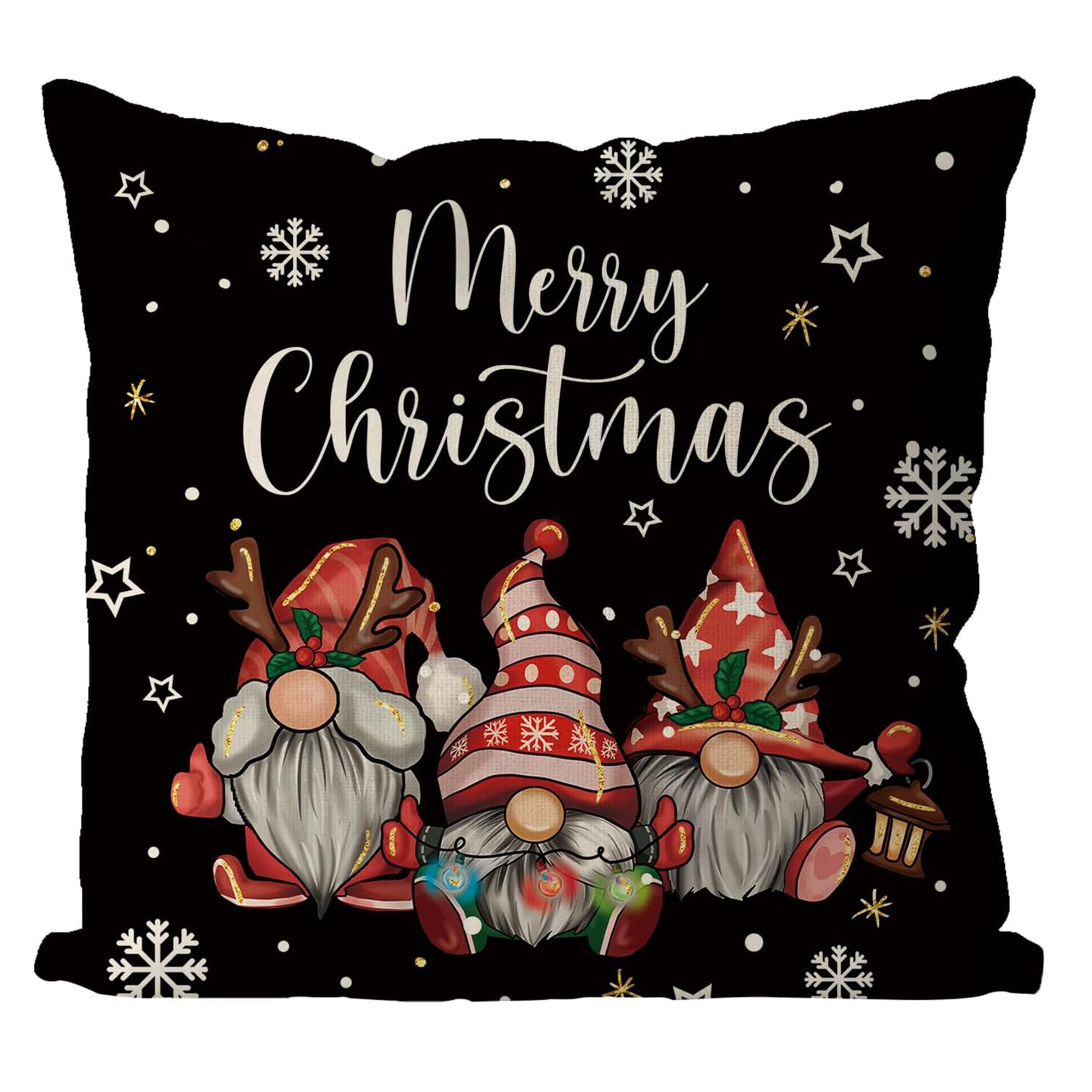Christmas Gnome Pillowcase Single Sided Print Zip Closure Easy to Clean Sofa Decor
