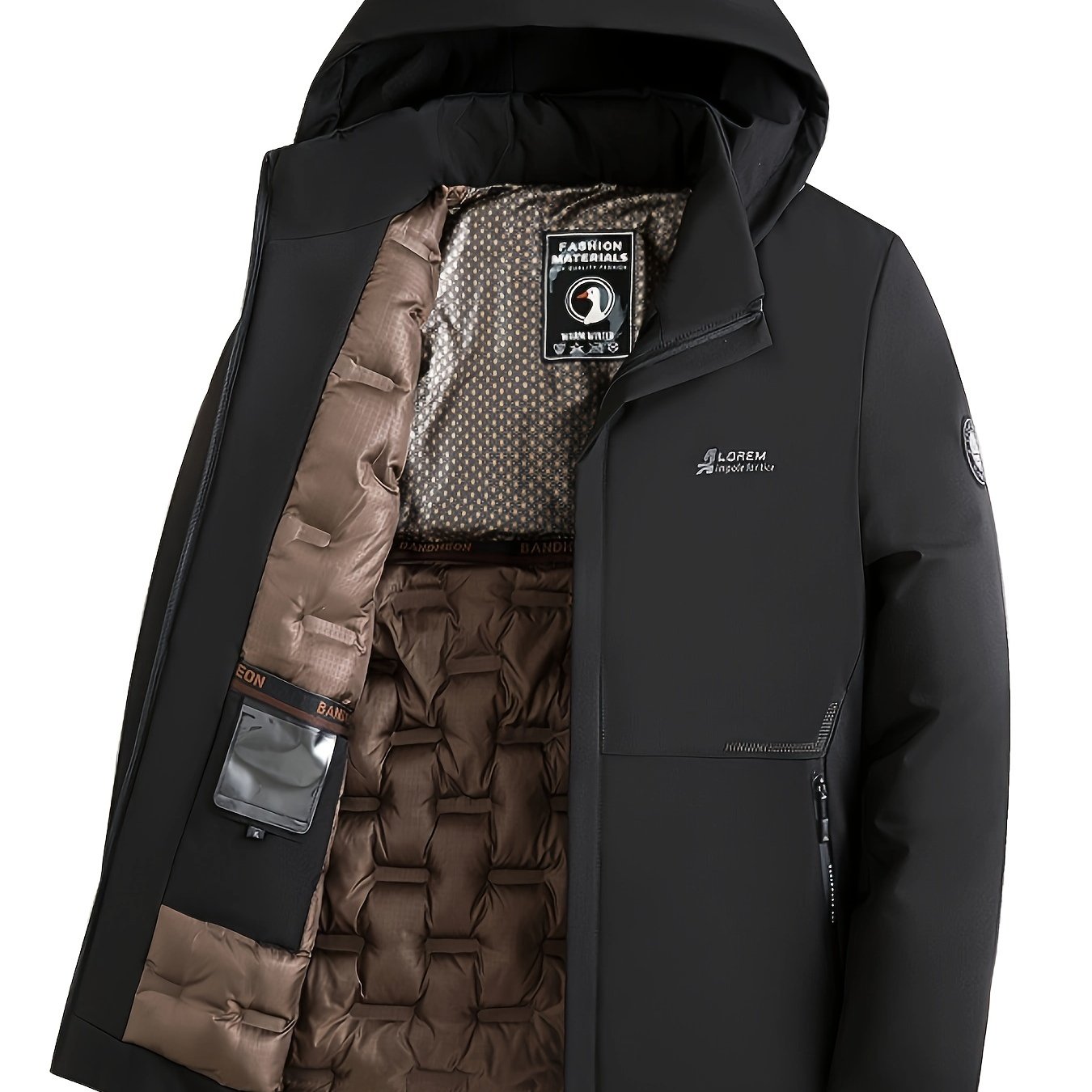 Men's Winter Coat Hooded Long Sleeve Polyester Filled Zipper Casual Outdoor