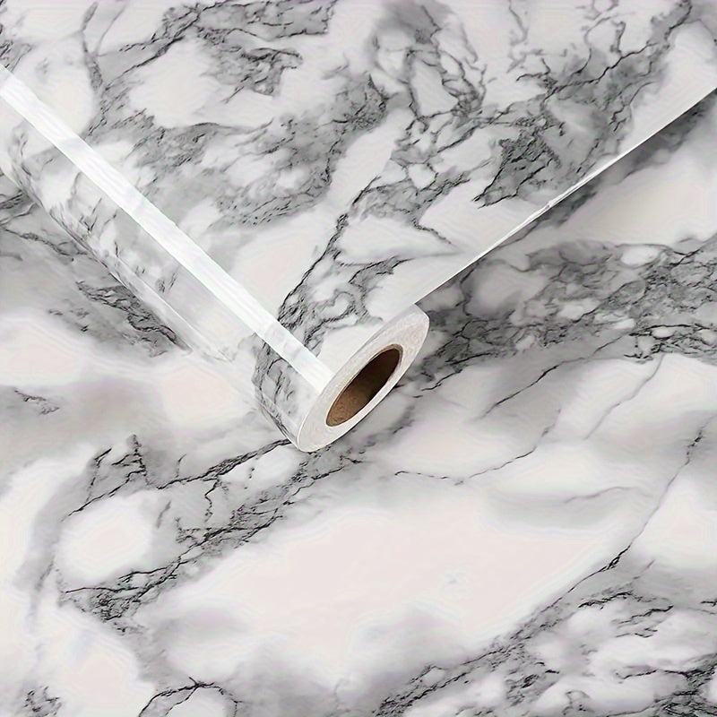 Marble Texture Self-Adhesive Wallpaper Waterproof Oil Heat Resistant Vinyl for Kitchen Bathroom Room Renovation