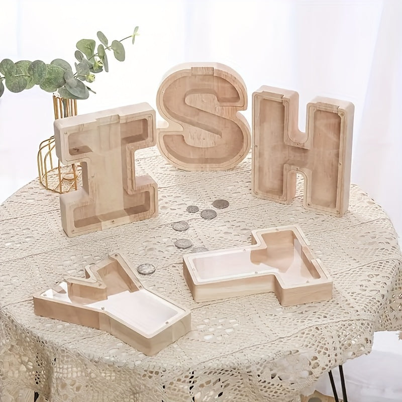 Personalized Wooden Alphabet Letters Set with 26 A-Z Transparent Blocks for Gifts and Home Decor