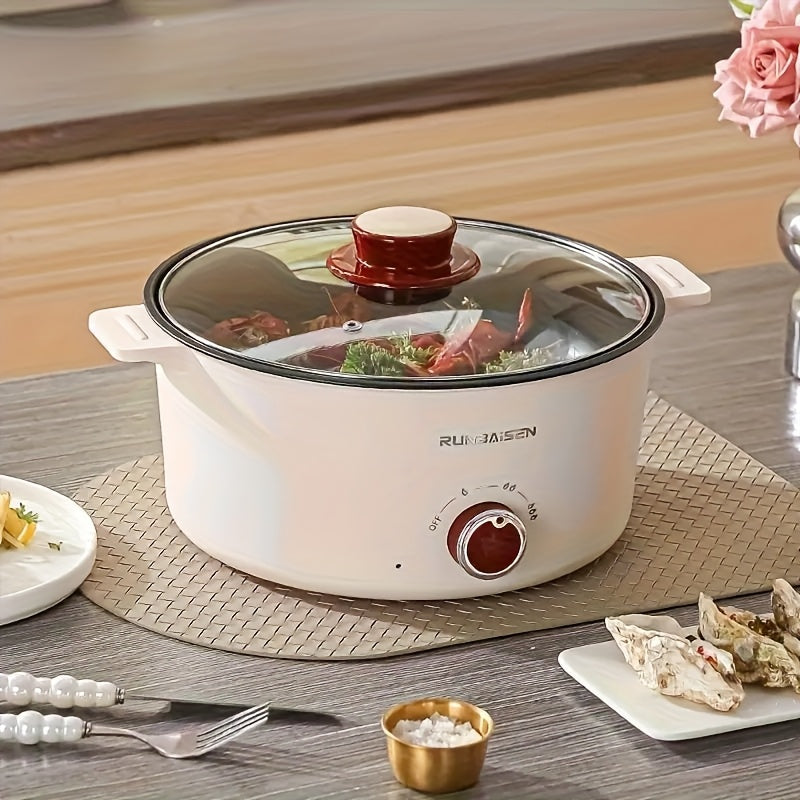 Olla eléctrica de gran volumen de 4.01L con cesta de vapor, sartén antiadherente