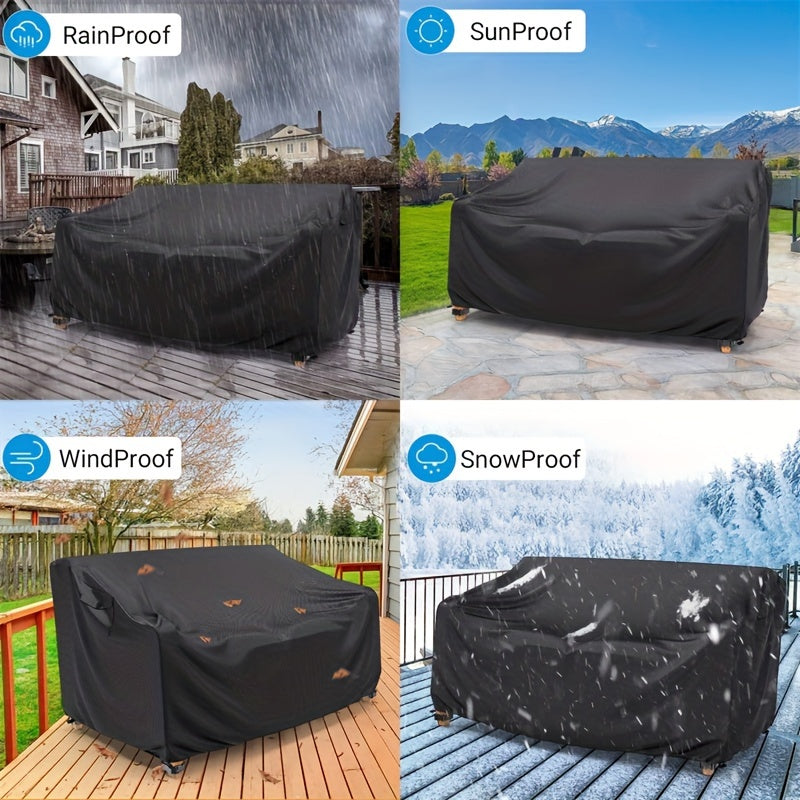 600D Heavy Duty Outdoor Patio Sofa Cover for 3-Seater Black
