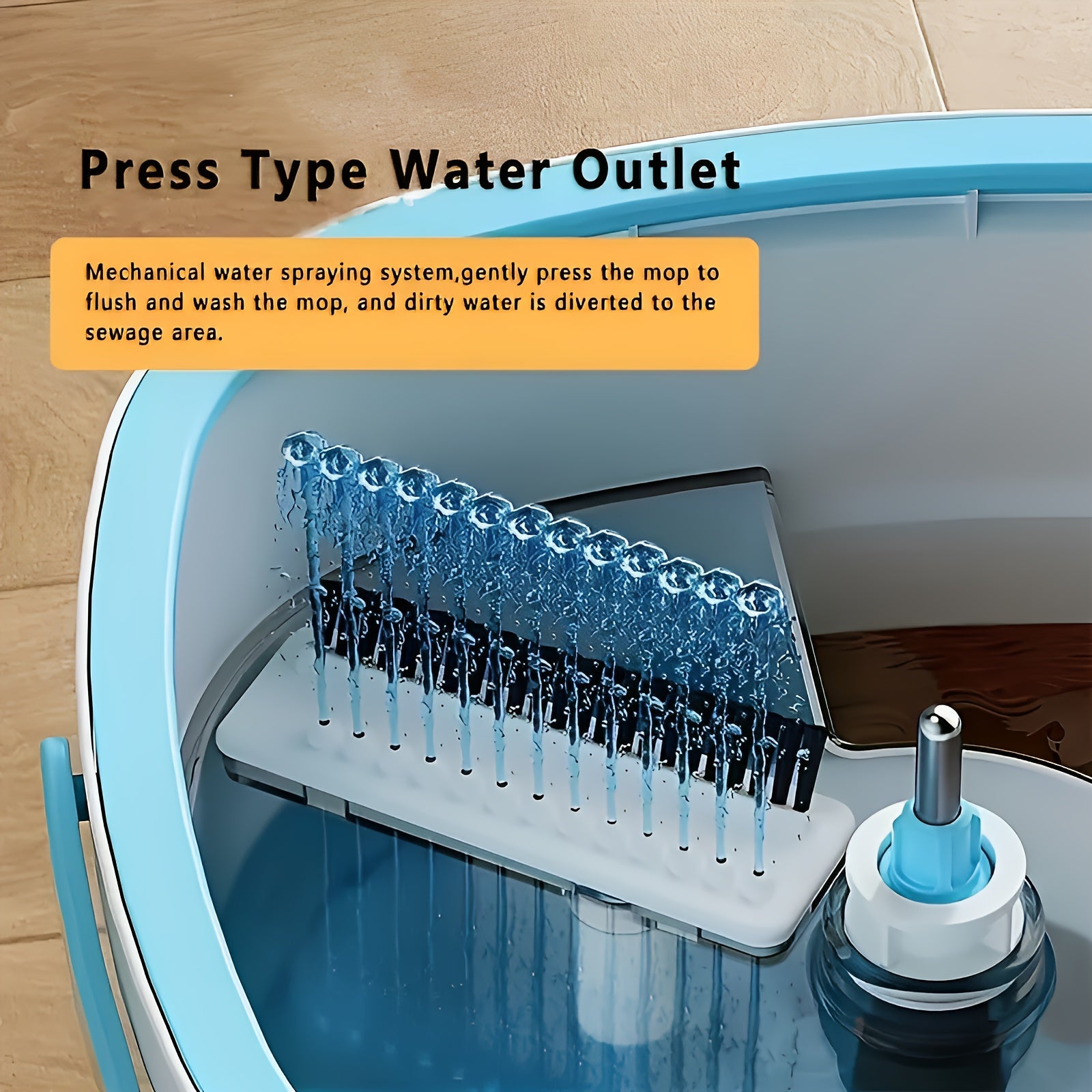 Hands-Free Floor Mop and Bucket Set for Dry Wet Cleaning, Rotating Dust Removal