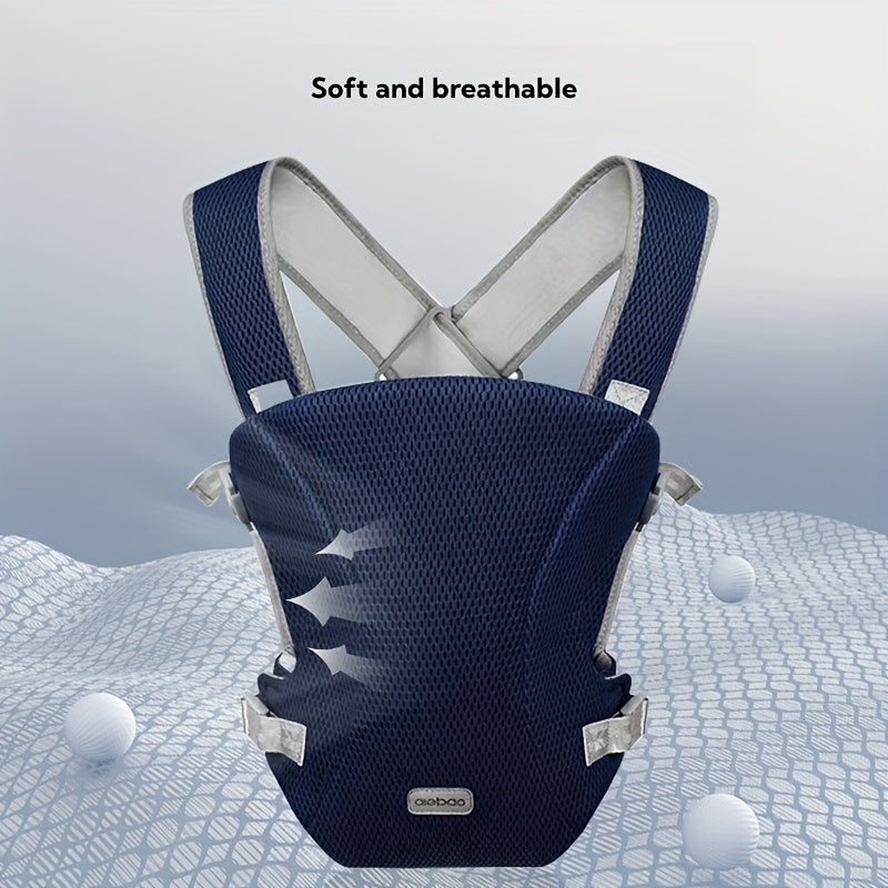 All-Season Baby Waist Stool Carrier for Kids in Deep Gray Red Navy