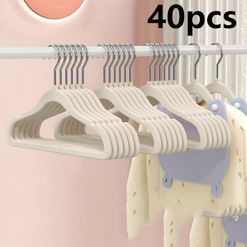 Children's Velvet Hangers Set with Non-Slip Felt and Black Hooks, Space-Saving Flocking Hangers
