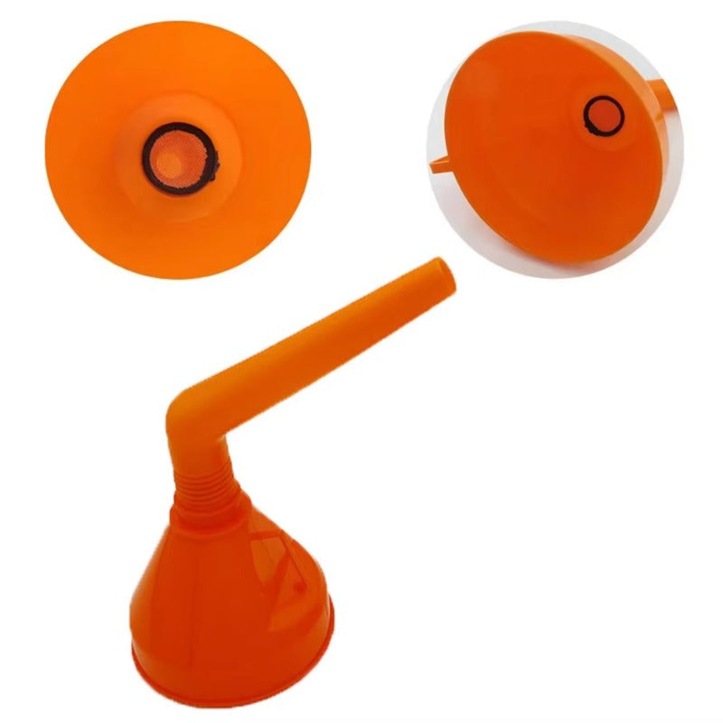 Universal Fit Plastic Gas Can Funnel with Mesh Filter, Long Spout for Vehicles