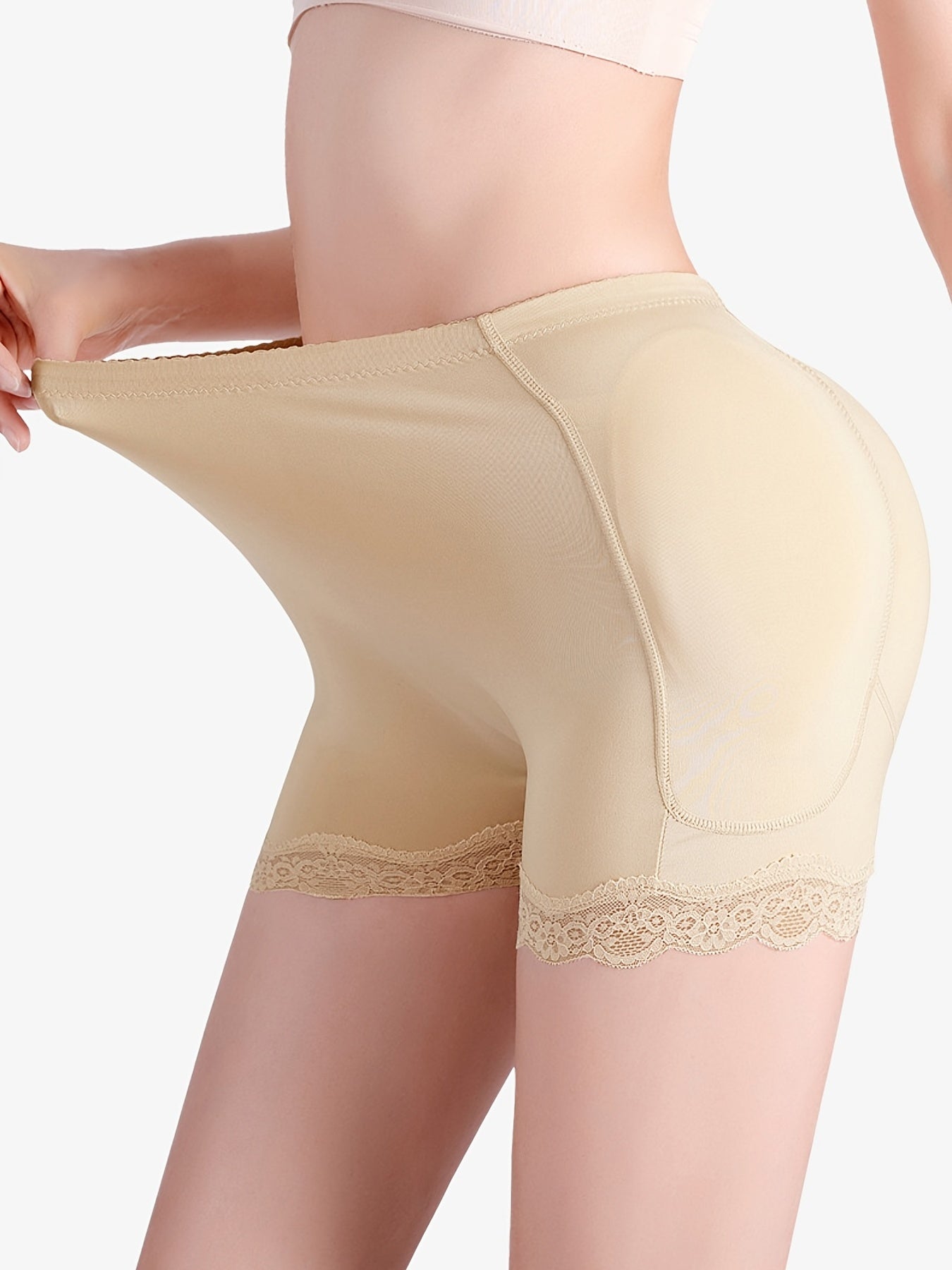 Lace Hem Hip-Lifting Corset with Buttock Padding Shapewear for Women