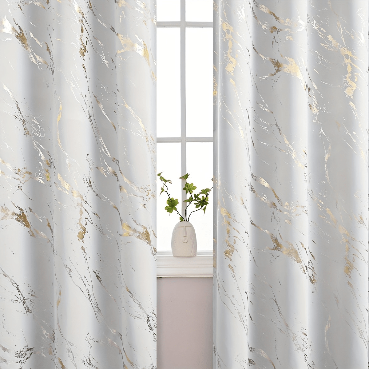 Gray Marble Pattern Curtains for Bedroom Living Room Office Kitchen Modern European Style