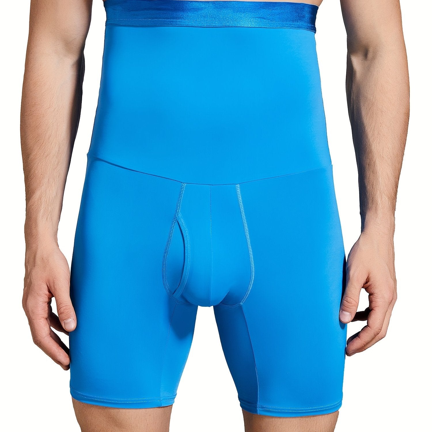 Men's High Waist Tummy Control Compression Shorts Nylon Spandex Athletic Fit Solid Color