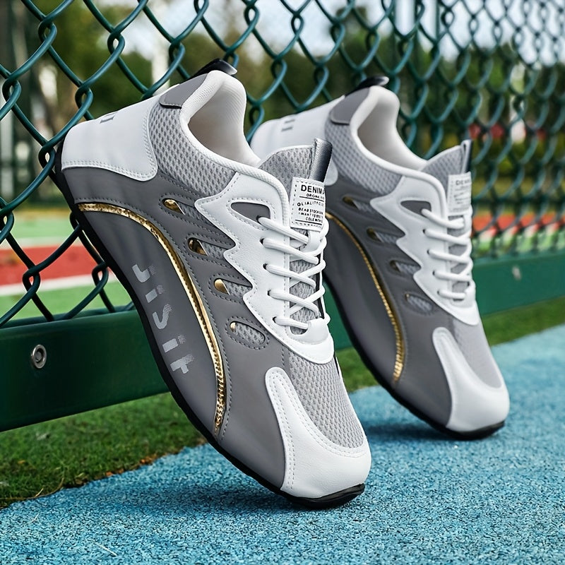 Men's Low Top Casual Sneakers with Lace-Up PU Upper Fabric Lining TPU Sole