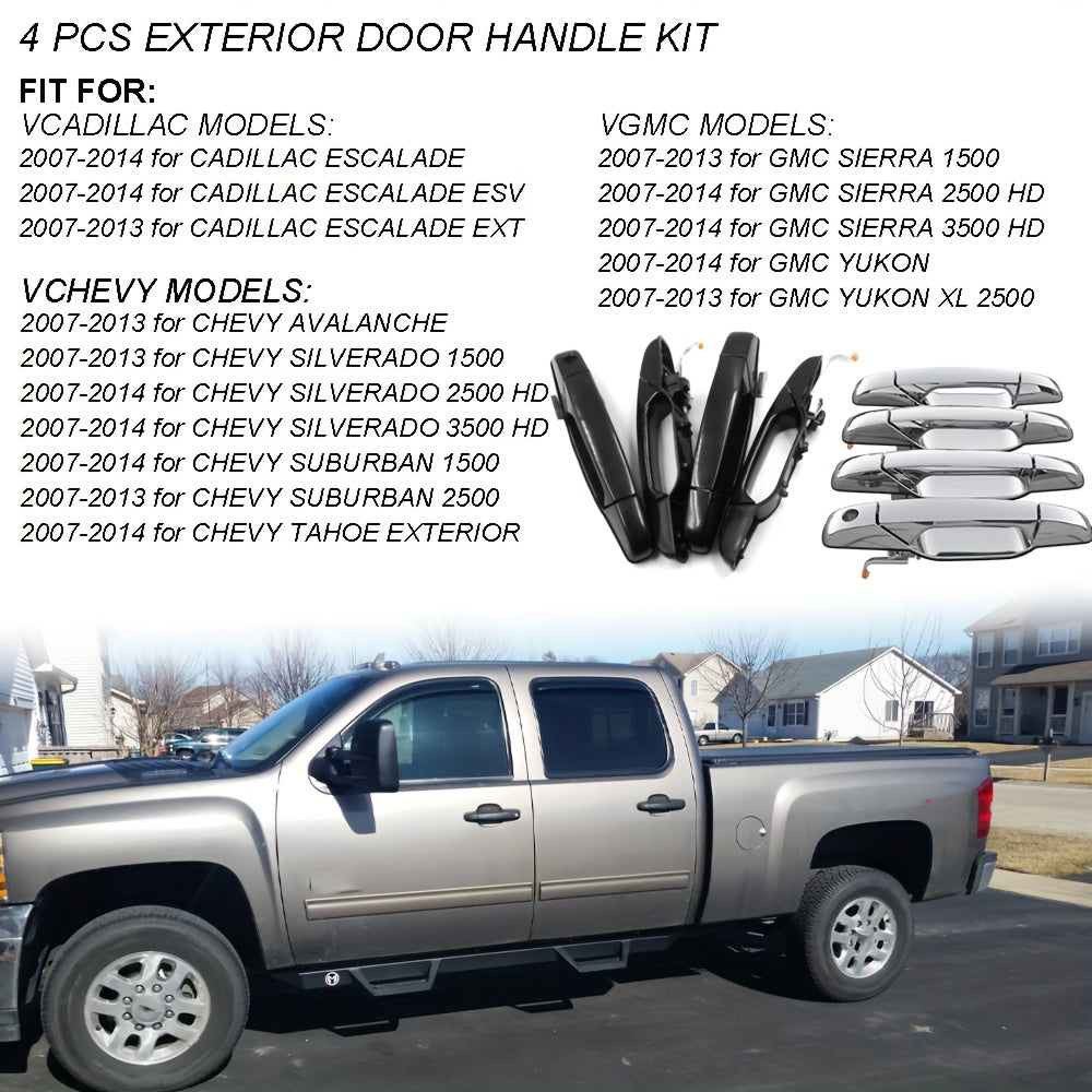 4pcs Black Exterior Car Door Handles Replacement for SUV Front and Rear