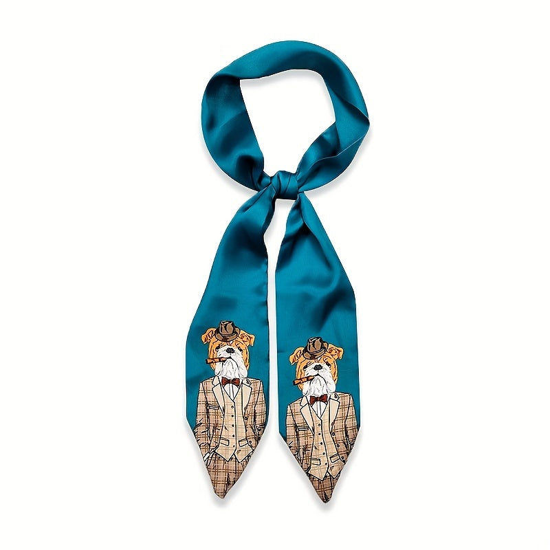 Women's Casual Decorative Neck Scarf with Animal Print in Small Silky, Thin, and Smooth fabric. Can also be worn as a Streamer Hairband.