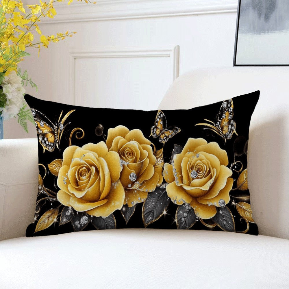 "Floral Print Flannel Pillow Cover in Casual Style, Zippered, Machine Washable, Suitable for All Seasons, Ideal for Multi-Position Sleepers. Includes Decorative Cushion Case for Sofa, Bedroom, or Car. Measures 50.8x30.48 cm (Pillow Insert Not Included)."