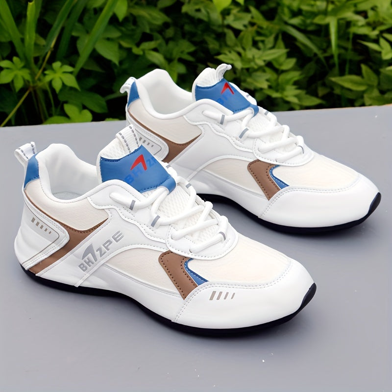 Men's Breathable Lace-Up Sneakers for Running Basketball Workout Gym with Wear-Resistant Rubber Sole