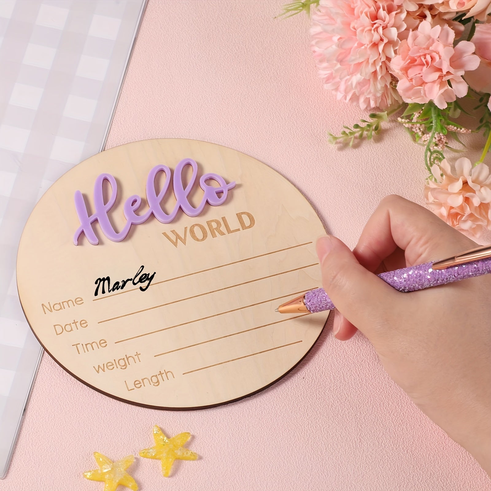 Personalized Wooden Welcome Sign for Birth Announcements 14.99 cm Nursery Hospital Daycare Wall Decor