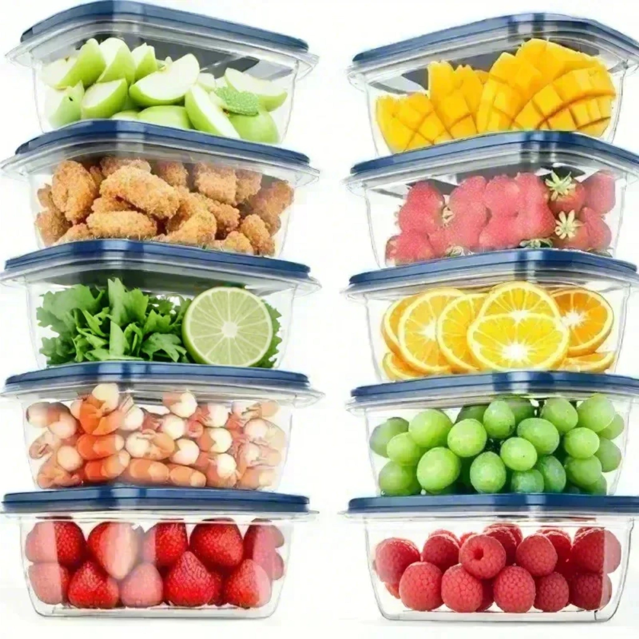 Set of 10 Reusable Food Storage Containers with Lids BPA-Free Plastic Mini Boxes for Kitchen Office and Picnic