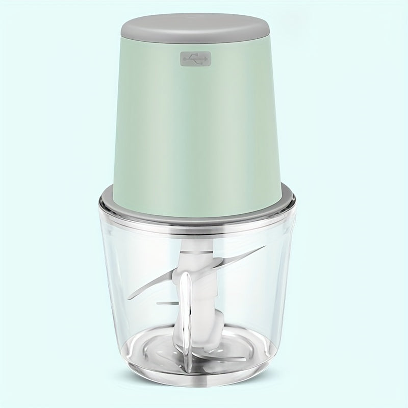 Picadora eléctrica de alimentos, molinillo de carne de acero inoxidable, 8 tazas, 148W, recarga USB