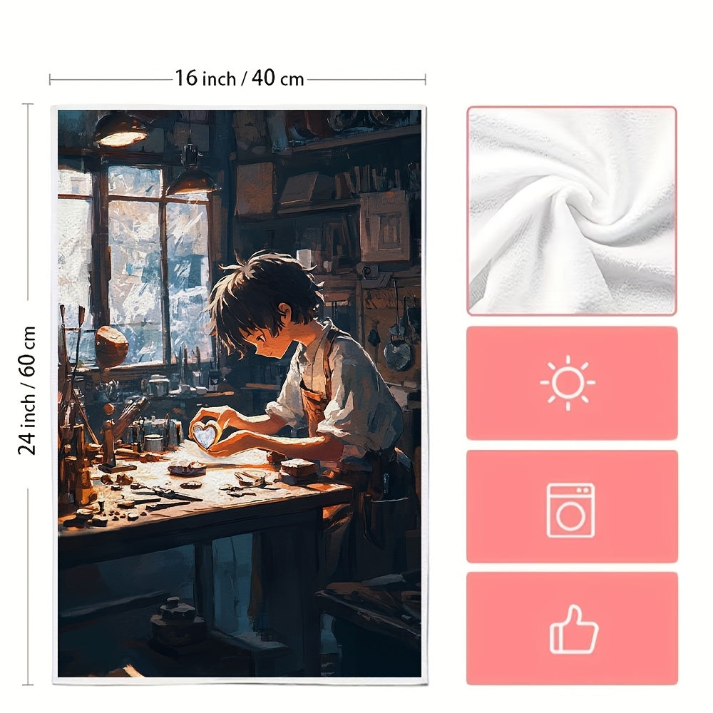 Set of 2 Ultra Soft Kitchen Towels 16x24 Inches Absorbent Dish Hand Towels