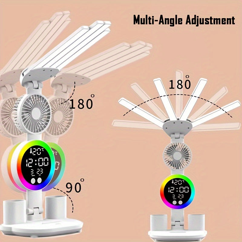 Lámpara de escritorio LED con control táctil, ventilador USB, luz de estudio para estudiantes, duradera, de PVC