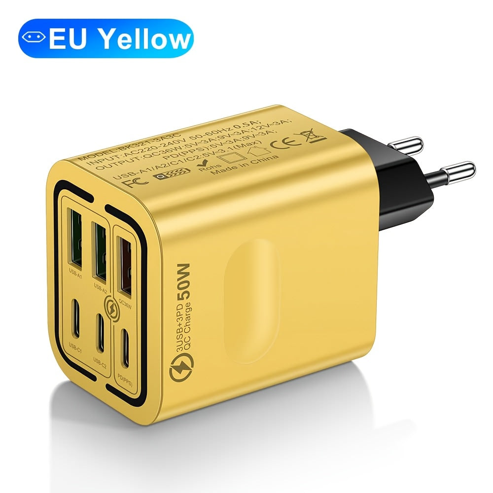 iPhone va Samsung telefonlari uchun 50W 6-port USB C tez zaryadlovchi