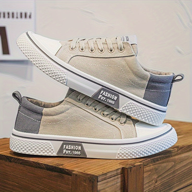 Zapatos de skate de lona ligeros para hombre, zapatillas casuales de cordones de caña baja para todas las estaciones