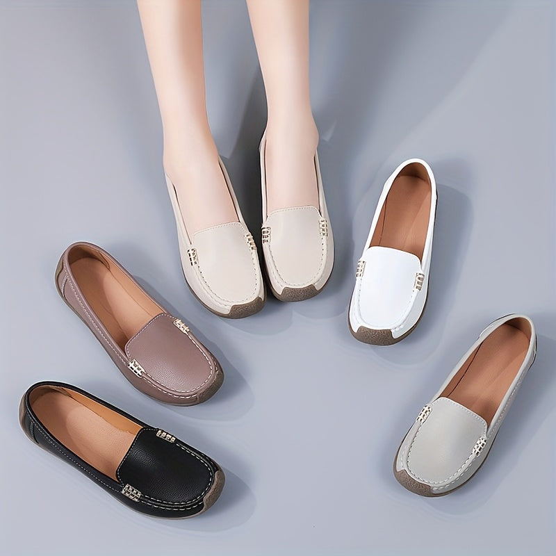 Women's Slip-On Loafers Synthetic Casual Shoes Black All-Season