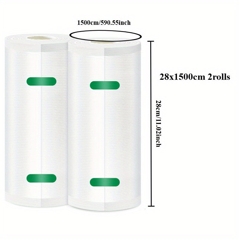 Oziq-ovqat uchun vakuum qopqogʻi sumkalar 2 ta, 590 kv. dyuym, BPAsiz, bardoshli PE+PA shaffof
