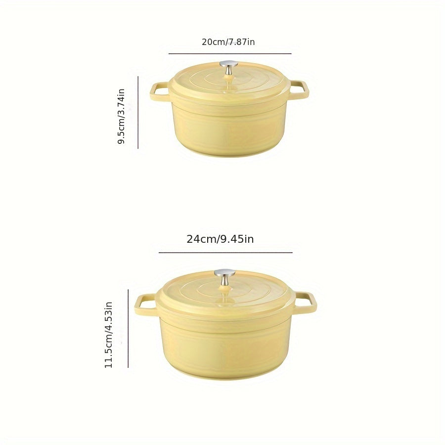 Enamel Non-Stick Cookware Pot with Lid 93oz 160oz Multi-Purpose Oven Induction