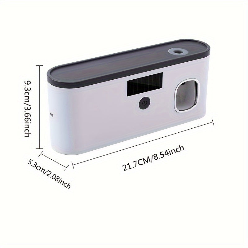 Ультрафиолетовая зубная щетка с настенным держателем, убивающая 99% бактерий. Не требует сверления, включает автоматический дозатор зубной пасты и может заряжаться с помощью солнечной энергии или DC5V.