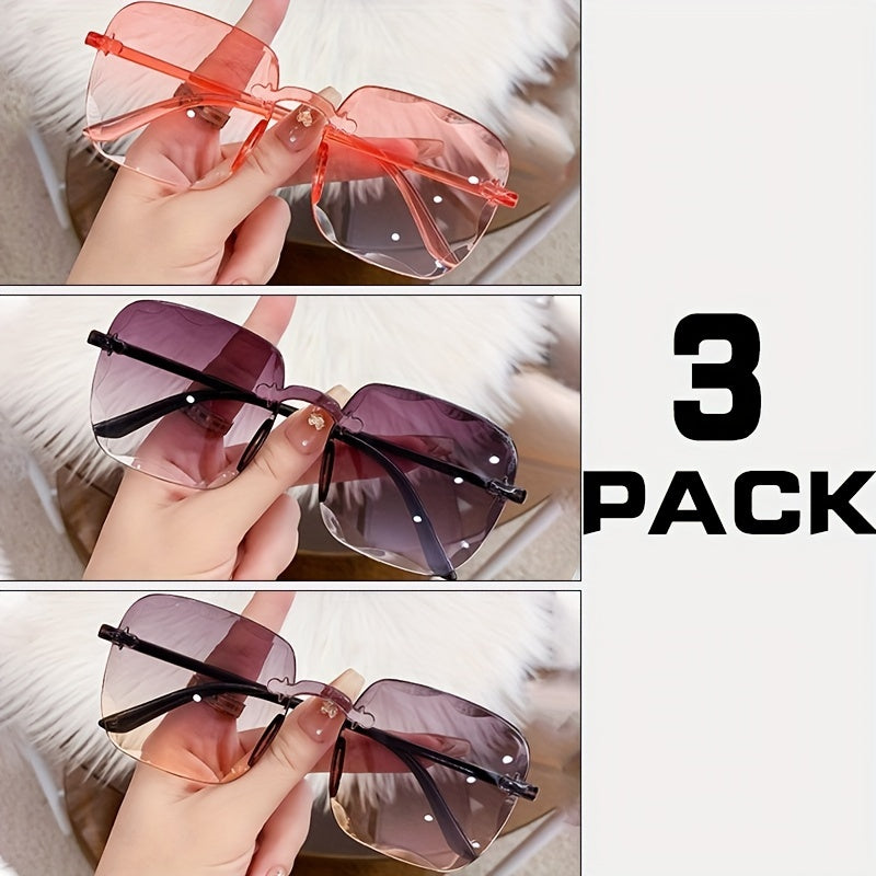 Women's Frameless Fashion Glasses Set for Shopping and Photography