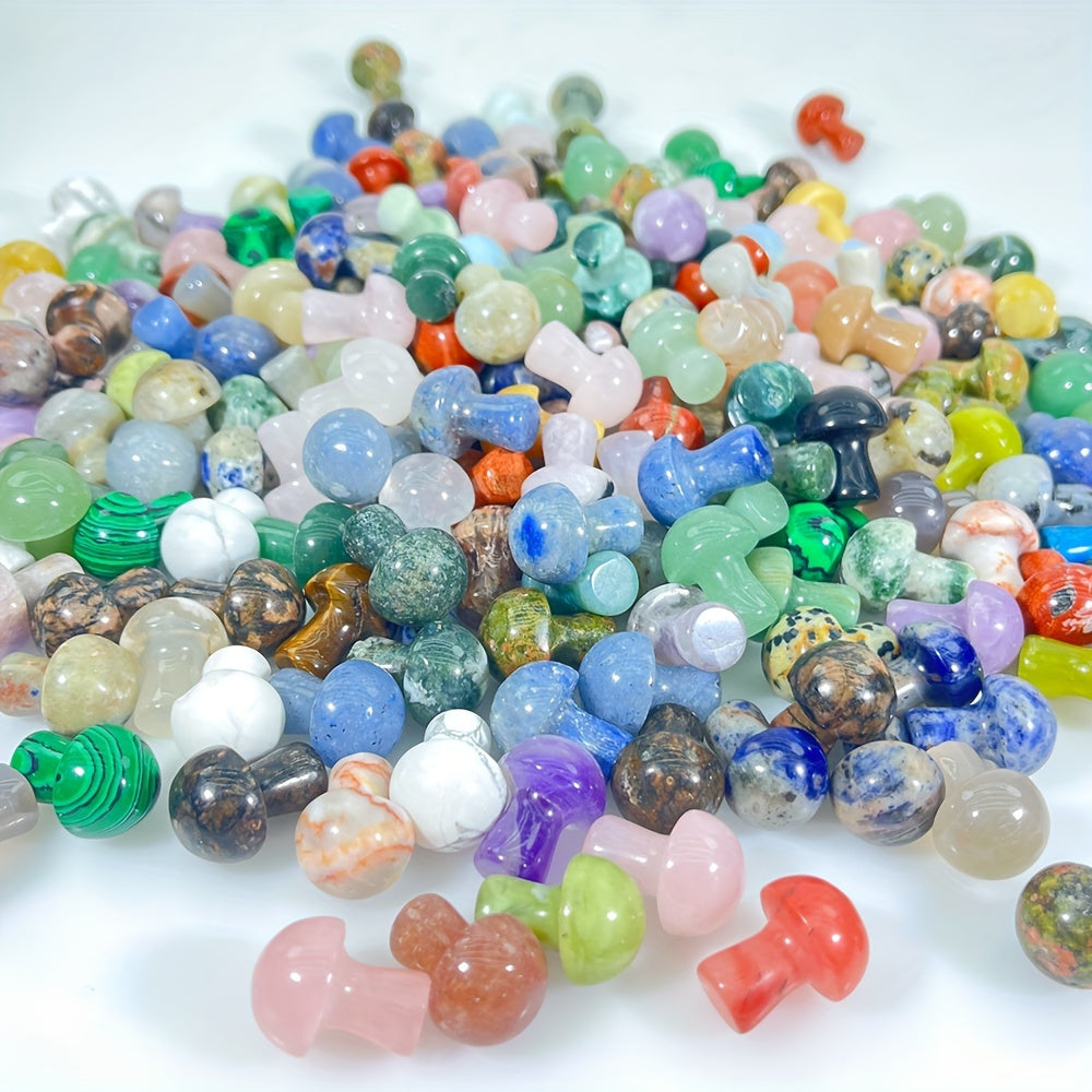 Juego de 20 cuentas de cristal artificial mini setas talladas a mano, gemas falsas para decoración del hogar