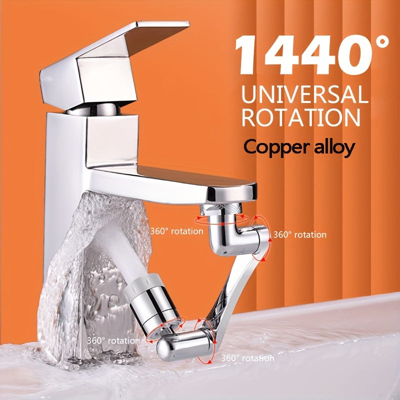 Silver Universal Rotary Faucet Nozzle Water-Saving Kitchen Sink Extension Faucet Aerator