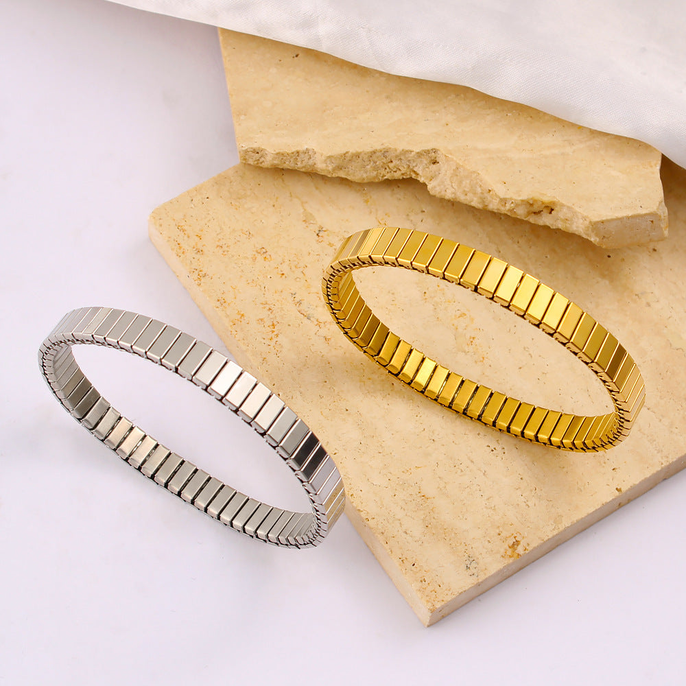Titanium Steel Bracelet 18K Gold Plated Japanese Korean Inspired Stylish Versatile Jewelry