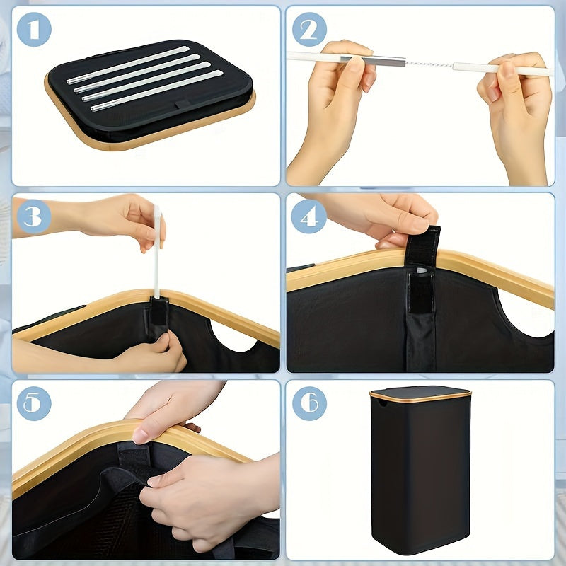 60L корзина для белья с крышкой, съемный внутренний мешок, ручки, складная корзина для хранения для спальни, ванной комнаты, общежития