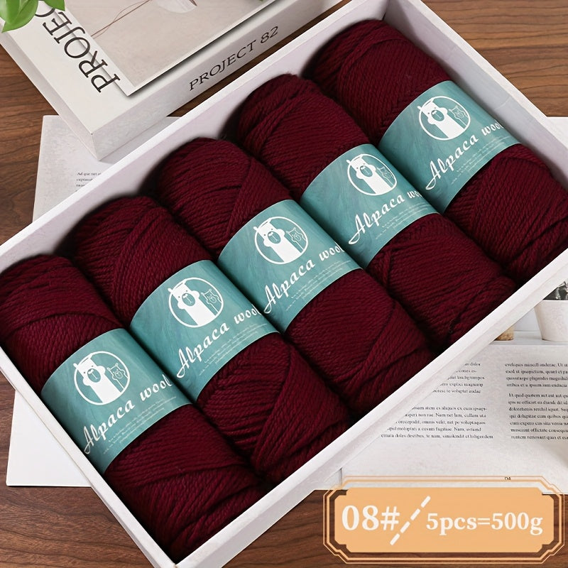 5-Pack Multicolor Alpaca Wool Yarn 500g Thick-Thin Self-Striping and Ombre