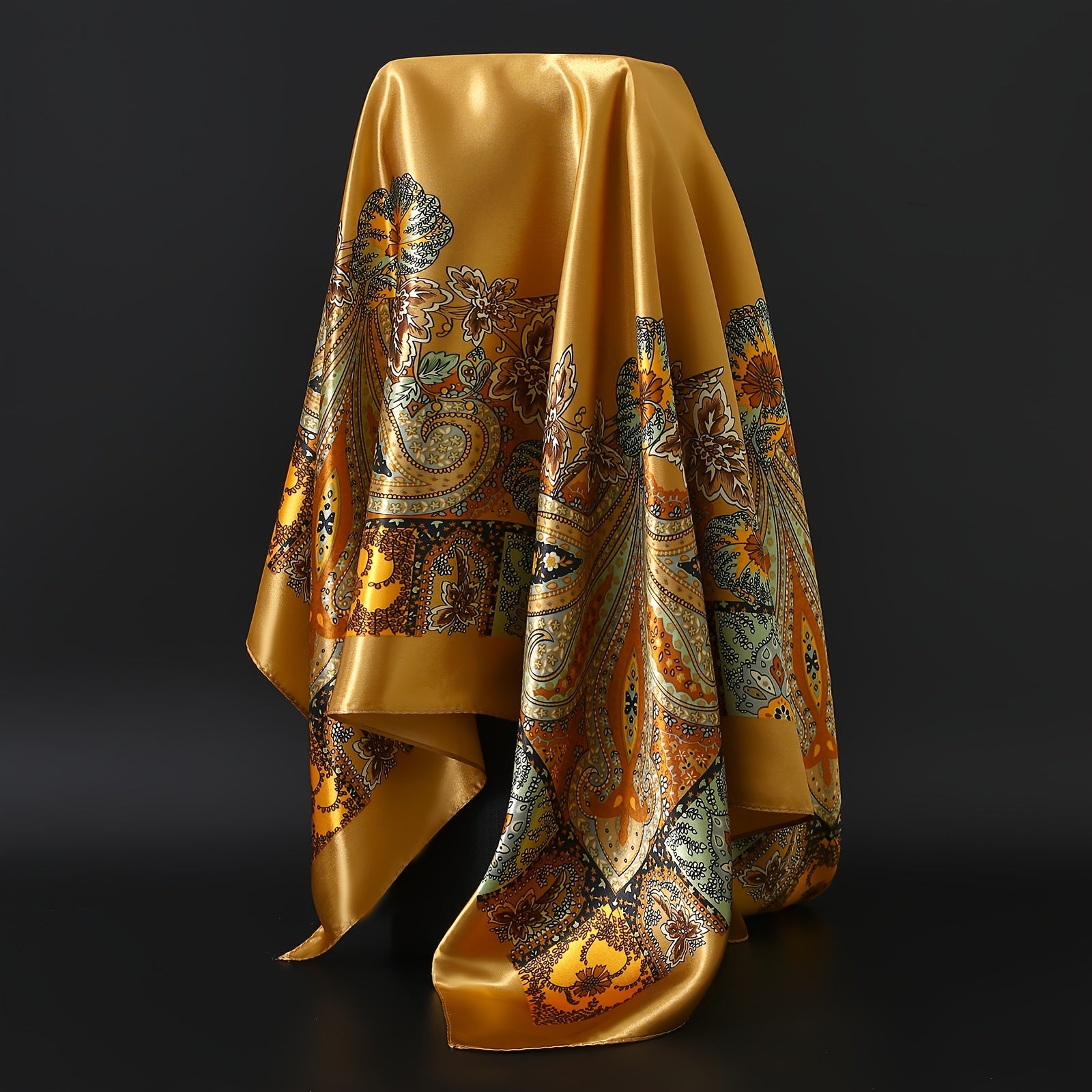 Unisex 90x90cm Polyester Printed Square Scarf Windproof Sun Protection Shawl for All Seasons