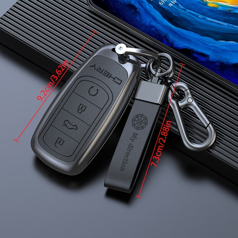 Stylish Car Key Case For SUV Remote Keychain Durable Leather Black