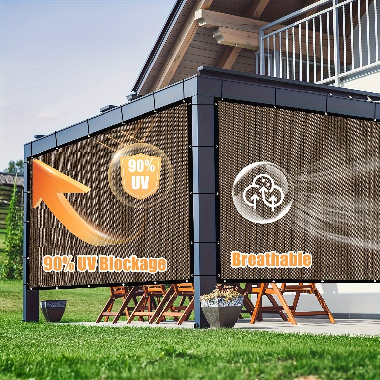 Brown HDPE Square Shade Sail 95 Sun Block UV Heat Resistant Outdoor Cover