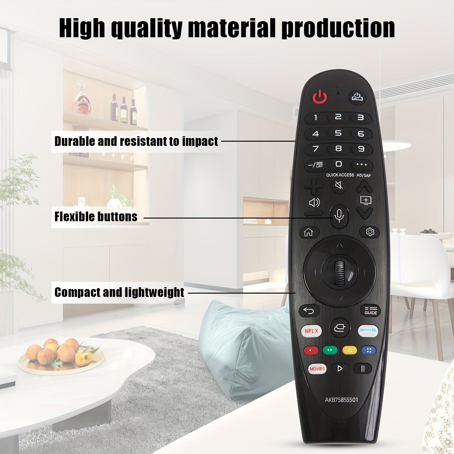 Infrared Replacement Remote Control for Smart TVs Plastic Battery Powered No Pointer